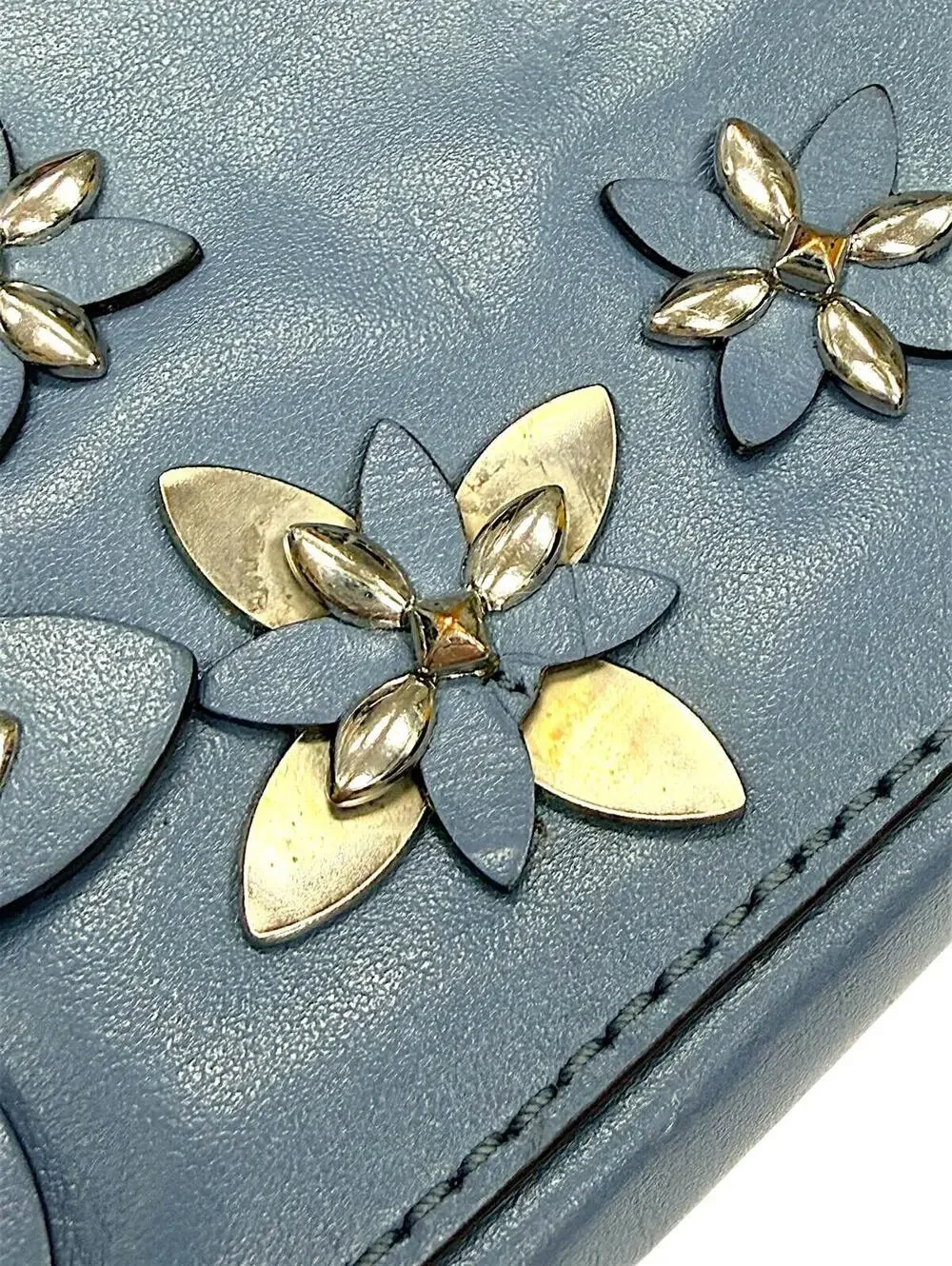 Michael Kors Blue Floral Applique Crossbody Bag